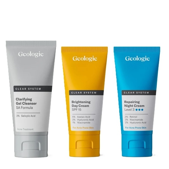 GEOLOGIE Clear System Level 3 Acne Treatment & Skincare Set 3pc, NEW - Picture 2 of 6